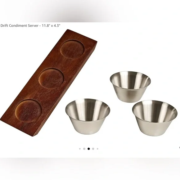 Servappetit Drift Condiment Server :11.8" x 4.3"-Stainless Steel and Acacia Wood - Picture 5 of 8